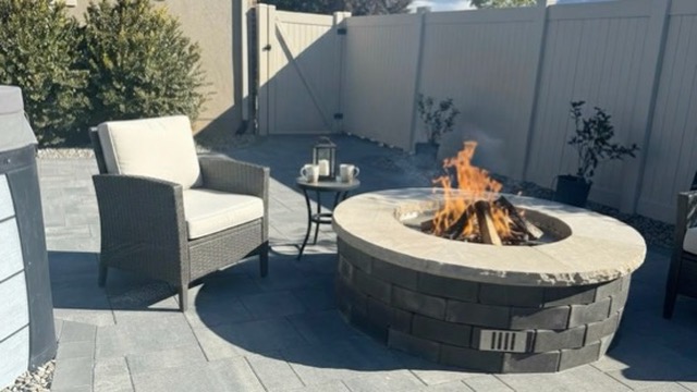 Fire Pit Areas Gather Around project by EC Hardscape & Concrete